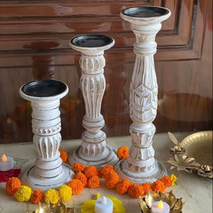 Porte-bougie en bois naturel moderne fait à la main, résistant à la chaleur, pour mariage, décoration de la maison - Product Image 1