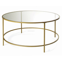 Table de café ronde en métal avec plante dorée, ensemble de meubles de décoration pour la maison, du salon et du hall d'entrée