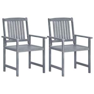 Ensemble de 2 chaises de patio en bois d'acacia massif gris de qualité supérieure - Product Image 1
