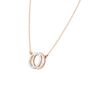 Collar con Colgante de Círculos Entrelazados de Diamantes Cultivados en Laboratorio en Oro Rosa - Product Image 3