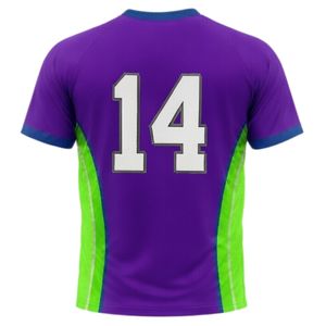 Maillot de netball unisexe violet et vert en polyester à manches courtes, léger, vêtement de sport athlétique pour compétition d'équipe - Product Image 2