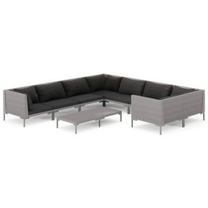 Dark <b>Grey</b> Rattan Garden Lounge Set 6 Seater Outdoor Furniture Contemporary Design Steel <b>Frame</b> - Product Image 2