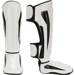 แผ่นรองหนังคุณภาพสูงสำหรับป้องกันหน้าแข้งและหลังเท้า MMA อุปกรณ์ป้องกันขาและเท้าสำหรับมวยไทย คิกบ็อกซิ่ง ฝึกซ้อม แผ่นรองหน้าแข้งปรับแต่งได้เต็มที่ - Product Image 2