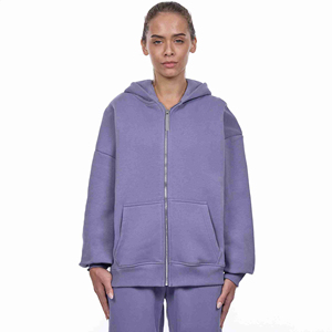 Sudadera extragrande con cremallera para mujer, de alta calidad, de algodón polar, con decoración de cremallera personalizada para el invierno. - Product Image 1
