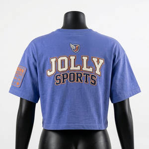 Camiseta Corta de Algodón Jersey de 220 GSM para Mujer, Color Azul Clásico, Tacto Suave, con Logotipo Gráfico Personalizado - Product Image 2