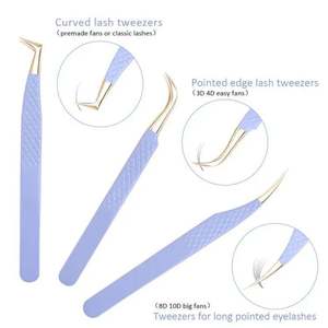 Ensemble de pinces à cils en acier inoxydable pour extensions de cils, vente en gros, nouveau produit très demandé, outils d'application de cils avec logo personnalisé - Product Image 3