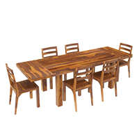 Ensemble de table à manger en bois massif 7 pièces, rectangulaire, rustique, moderne, 6 chaises, meubles de maison stables