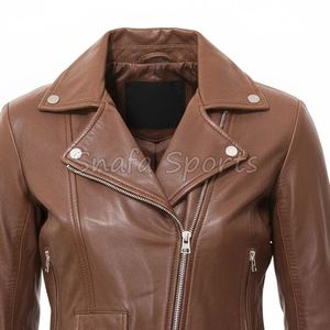Elegante Chaqueta de Cuero para Mujer, Diseño Moderno y Ajustado, Ideal para Amantes de la Moda Urbana que Buscan Ropa de Cuero de Primera Calidad - Product Image 3
