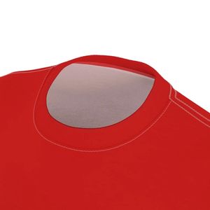 Camiseta de manga corta para hombre con degradado de rojo a amarillo, corte regular, informal, de punto, con cuello redondo, sublimación por transferencia de calor. - Product Image 3