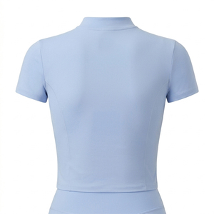 Camisetas de Yoga de Manga Corta con Cuello Alto y Cierre de Cremallera, Ajuste Regular, Transpirables, Sensación de Segunda Piel, Compresión, para Gimnasio y Entrenamiento - Product Image 3