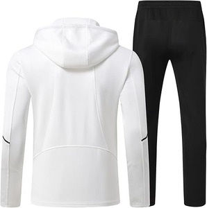 Men’s Performance <b>White</b> and Black Contrast Tech <b>Tracksuit</b> – Premium Two-Piece Athletic Set Featuring Full-Zip Hooded - Product Image 2