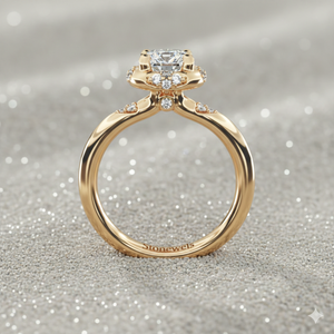 Anillo de Compromiso Estilo Vintage con Halo Pavé Perfectamente Colocado - Product Image 6