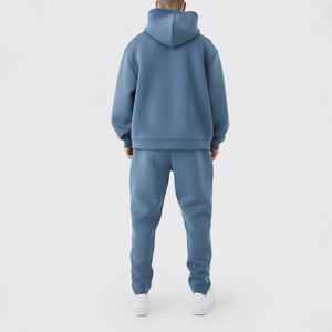 Conjunto de Sudadera Unisex Negra con Cierre de Cremallera, Manga Larga, Patrón Geométrico, Ropa Deportiva Casual, Bolsillos Laterales, Corte Holgado - Product Image 2
