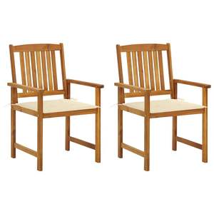 ชุดเก้าอี้สวนไม้เนื้อแข็งอะคาเซีย 2 ตัว ที่นั่งกลางแจ้งไม้ธรรมชาติ - Product Image 1