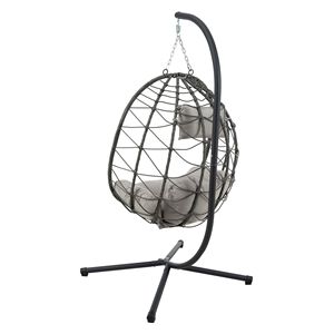 Indoor/Outdoor Swing Egg <b>Chair</b> with Stand Wicker Hanging <b>Basket</b> <b>Chair</b> for Patio Bedroom Living Room - Product Image 5