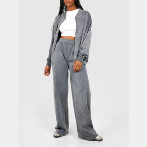 Conjunto Deportivo Personalizado para Mujer, Liso, Transpirable, 100% Algodón, Dos Piezas, para Adultos, Gimnasio, Venta al Por Mayor, Ropa de Moda - Product Image 4