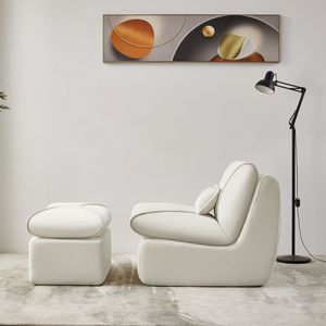 Moderna Chaise Longue Comprimibile con Pouf, Comodo Divano Imbottito per Soggiorno e Camera da Letto, Ideale per Piccoli Spazi - Product Image 2
