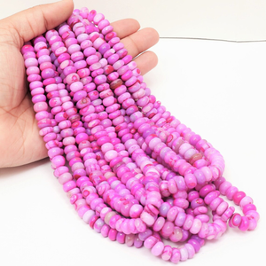 Hermosas cuentas de ópalo de color rosa oscuro con puntos morados, forma redonda y lisa, cuentas de ópalo rosa morado de 6-9 mm, ópalo de calidad AAA, joyería. - Product Image 2