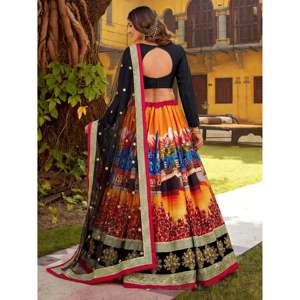 Glowing Multicolor Embroidered Silk <b>Wedding</b> Lehenga Choli - Product Image 3