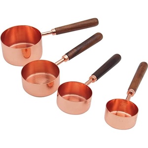 Tazas Medidoras de Cobre Puro de Primera Calidad con Asas de Madera para Hornear y Cocinar, Proveedor Mayorista de Utensilios de Cocina para Exportación - Product Image 2