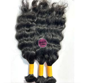 Extensiones de Cabello Humano Indio Natural Negro Grado 12A Premium, 100g a Granel, Trenzado Doble a Máquina para Fábrica de Encajes, Precio de Fábrica - Product Image 4