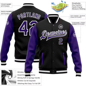 Custom Embroidery logo Winter Bomber Baseball Jacket Sleeves Letterman Varsity Jacket for Men College Baseball jacket for men - Product Image 6