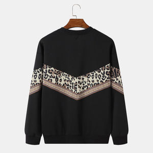 Sudadera de Cuello Redondo para Hombre, Color Negro Sólido, 100% Algodón, Primavera, Impresión Digital, Tejido Suave, Manga Larga - Product Image 1