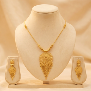 Divyoro Flower Pendant Necklace Set 24K Gold Plated <b>Copper</b> Alloy Women's Wedding Jewelry Classic Style Beaded <b>Chain</b> Earrings - Product Image 1