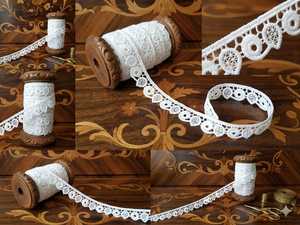 Wholesale Factory Premium White Polyester Scalloped <b>Lace</b> Trim - Geometric Medallion Crochet-Style Border for Saree, Dresses - Product Image 4