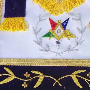 Tablier maçonnique en cuir Worthy Patron OES, broderie à la main en fils d'or et d'argent, haute qualité, personnalisable, meilleurs designs - Product Image 4