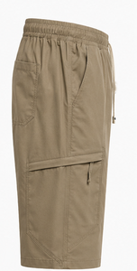 Shorts cargo marron pour homme, taille mi-haute, cordon de serrage, toile de coton, style décontracté - Product Image 4