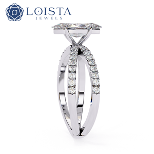 Bague de fiançailles personnalisée en diamant de laboratoire 2 carats, solitaire marquise, or blanc, certifiée IGI pour femme - Product Image 3
