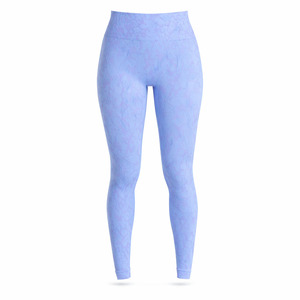 Leggings de yoga sans couture taille haute, longueur intégrale, bleu uni, pantalon de sport, taille élastique, extensible dans les quatre sens, Spandex/Nylon, séchage rapide - Product Image 1