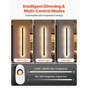 Applique da Esterno Moderne RGB, Confezione da 2, Lunghezza 99,97 cm, 2700K-6000K, Impermeabili IP65, Anti-Ruggine - Product Image 6