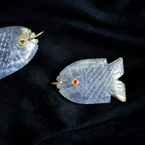 จี้ปลาไอโอไลต์ธรรมชาติ เงินแท้ 925 ทำมือ จี้รูปปลาประดับพลอย สร้อยคอแกะสลักด้วยมือ เครื่องประดับคริสตัลบำบัด ทำเอง ขายส่ง - Product Image 3