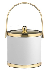 Modern Luxury Gold White Metal <b>Ice</b> Bucket with Lid and Handle Round Beverage <b>Cooler</b> Tub <b>for</b> Party - Product Image 5