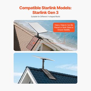 Supporto per Tetto in Acciaio Resistente Starlink Gen 3, Adattatore per Palo da Tetto Regolabile a 45-135 Gradi, Supporti di Montaggio Standard - Product Image 4