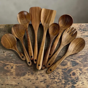 Juego de utensilios de cocina de madera, cucharas de cocina de madera natural, utensilios para sartenes antiadherentes, juego de espátulas de madera, regalo de cocina - Product Image 3