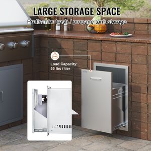 Cassetto portaoggetti in acciaio inox per cucina da esterno 16Wx24.4Hx16D pollici con maniglie estraibili per serbatoio del propano e pattumiera, ideale per barbecue e campeggio - Product Image 3