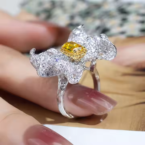 1.05CT Yellow Oval Cut Butterfly 18K White <b>Gold</b> Lab Grown Diamond Engagement <b>Ring</b> Fine Jewelry <b>Rings</b> - Product Image 2