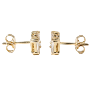 Pendientes de Diamantes Cultivados en Laboratorio, Corte Baguette y Redondo, en Oro Amarillo Sólido de 14K y 18K, Joyería Fina Minimalista - Product Image 3