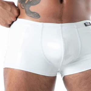 Calzoncillos bóxer de cuero con estampado animal, de talle alto, efecto segunda piel, blancos, para hombre, estilo fetish, elásticos y ajustados. - Product Image 5