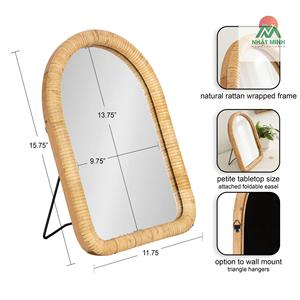 Tabletop Easel <b>Mirror</b>, Natural Rattan, Coastal <b>Small</b> Tabletop <b>Mirror</b> for Use as Bedroom Makeup <b>Mirror</b> or Bathroom Vanity <b>Mirror</b> - Product Image 6