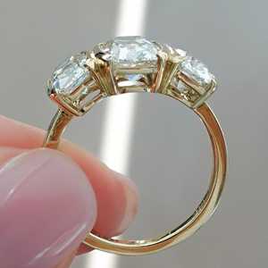 Bague de fiançailles solitaire en diamant de laboratoire taille coussin 3 carats, style « Old Mine », en or massif 14K 18K, moderne, sertie demi-cerclée, cadeau pour femme - Product Image 4