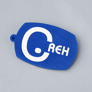 Patch décoratif en PVC de forme irrégulière bleu avec logo C REH imprimé, flexible et autocollant - Product Image 5