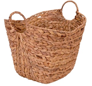 Grand panier en osier de jacinthe d'eau avec poignées, tissé à la main au Vietnam, pour le rangement des vêtements et des aliments, pour la lessive - Product Image 1