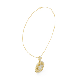 Collier pendentif médaillon en or rose 14 carats avec diamants, chaîne à maillons roses, bijoux de luxe pour femmes - Product Image 2