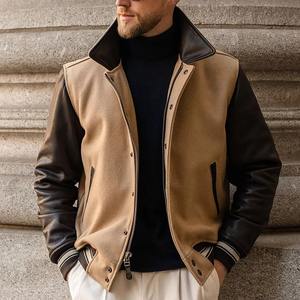 Blouson universitaire formel pour homme en mélange de laine enduite, coupe-vent et imperméable, avec logo d'équipe personnalisé sur le devant, fournisseur OEM - Product Image 4