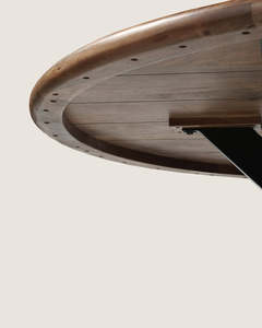 Round <b>Dining</b> <b>Table</b> Wooden <b>Top</b> Metal Legs Pedestal <b>Dining</b> Room <b>Table</b> Modern Restaurant Furniture - Product Image 2