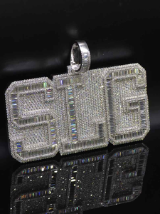 Colgante de Moissanita Plateada Personalizado con Nombre, Joyería Hip Hop Iced Out para Hombre, Regalo de Lujo Estilo Urbano y de Moda, Estilo Destacado - Product Image 2